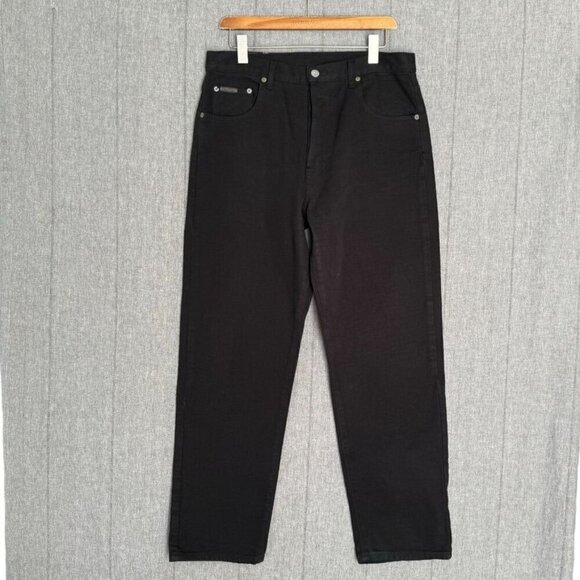 Calvin Klein Denim - 90s Vintage Calvin Klein Blackest Black Silver Tone Button Fly Straight Jeans